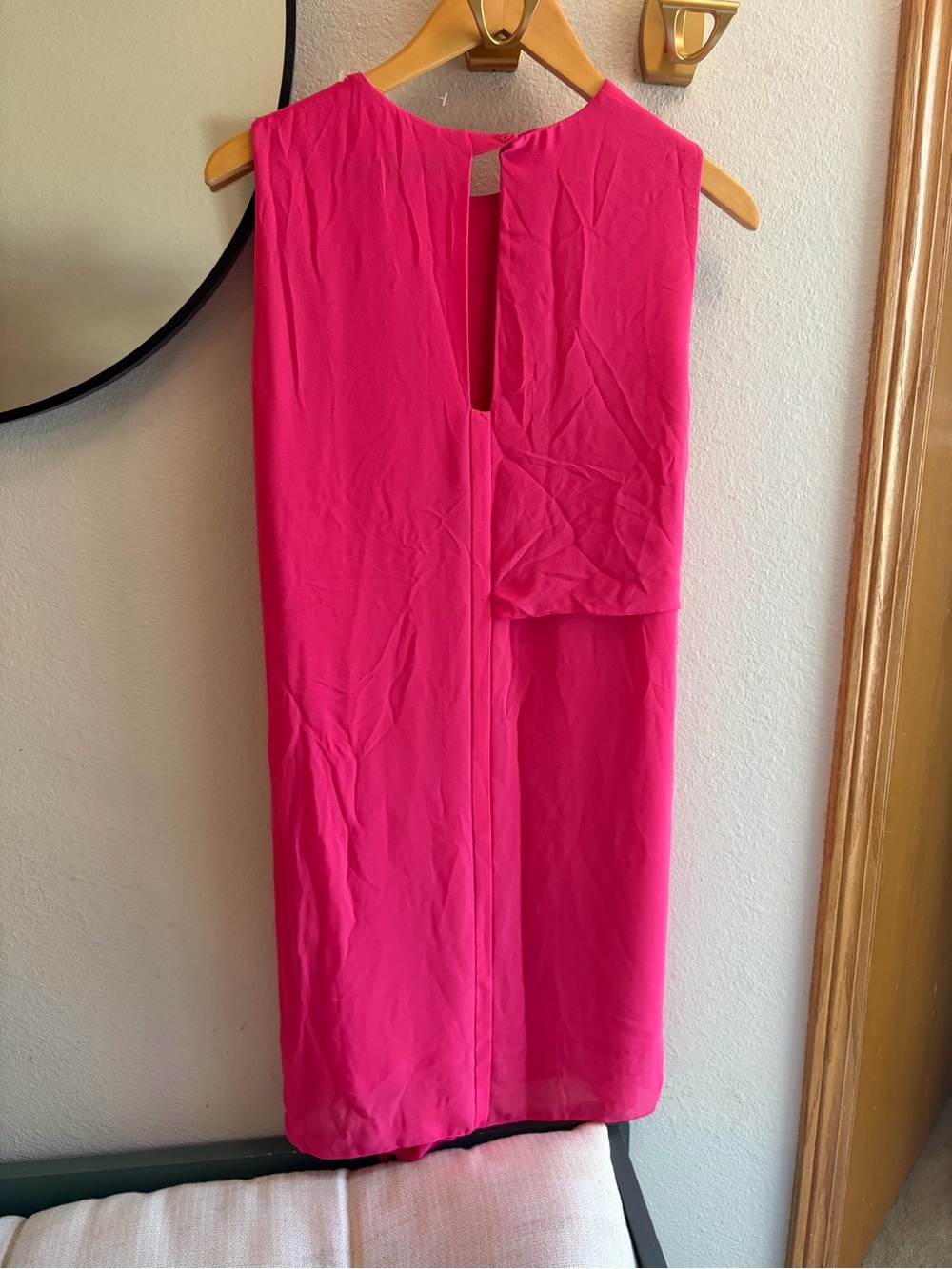 FRENCH CONNECTION James Pink Sleeveless Sheath Dress Asymmetrical Ruffle - Picture 6 of 11